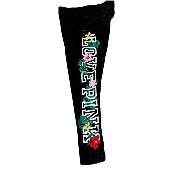 PINK Pants - Victoria Secret Pink High Waist Leggings Large Logo Multicolor Floral Hawaii
